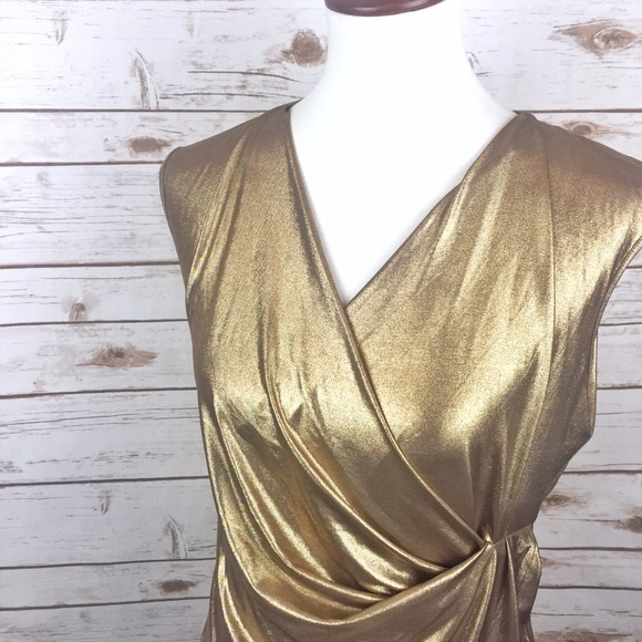 SOLD 💜 calvin klein // wrap front tank top gold - Picture 2 of 8
